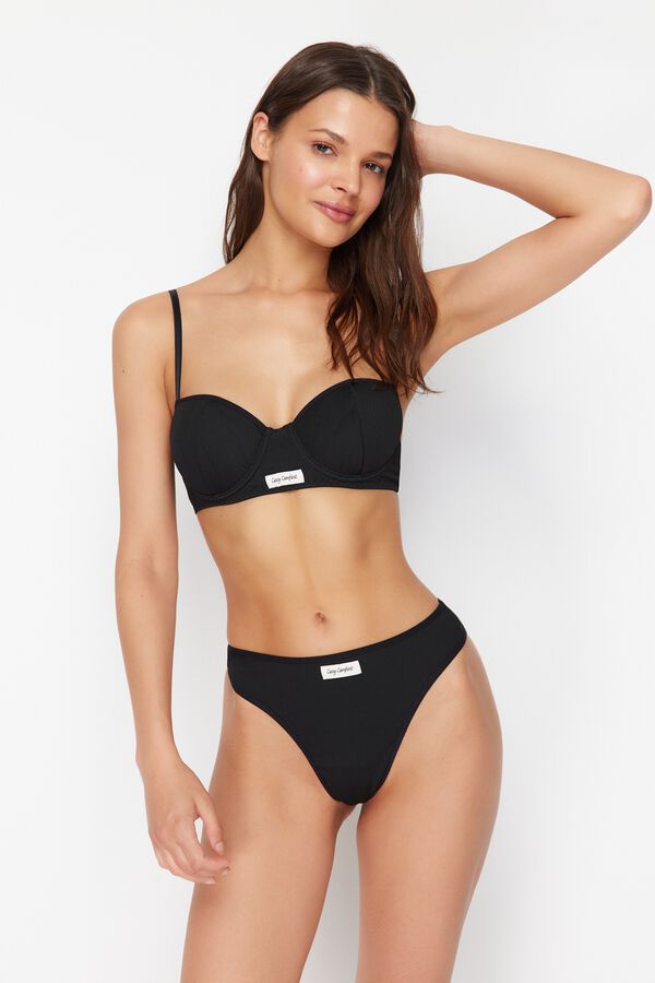 Trendyol Ribbed underwear set black