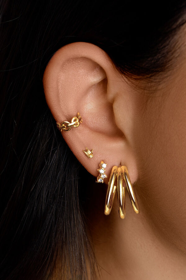 Womensecret Gold Triple Hoop Earrings Žuta