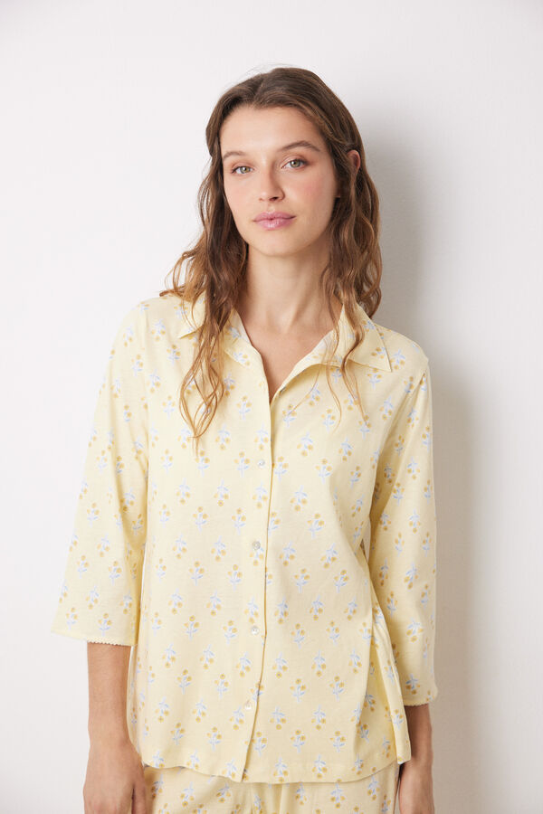 Womensecret Pijama camisa de algodão com flores estampado