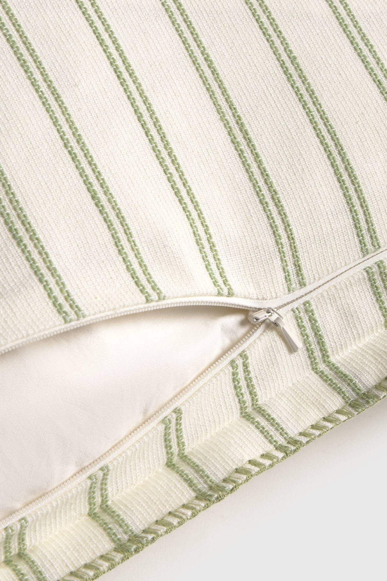 Textura Funda coj&iacute;n algod&oacute;n rayas acabado bordado