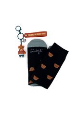 Mr. Wonderful Sock and key ring set - You are the beary best printed