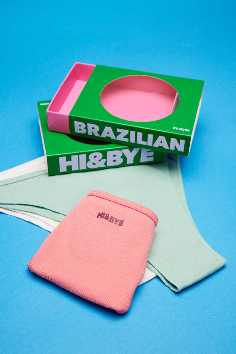 Womensecret Pack 3 cuecas brasileiras multicoloridas: rosa, verde, branco 