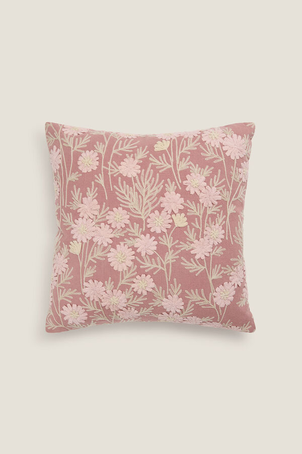 Textura Funda coj&iacute;n bordado flores rosa