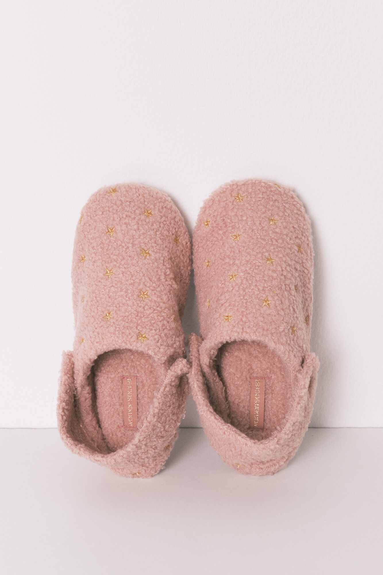 Women'secret Chinelos de quarto de borrego com glitter rosa