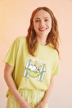 Womensecret T-Shirt 100 % Baumwolle Snoopy Limettengrün Grün
