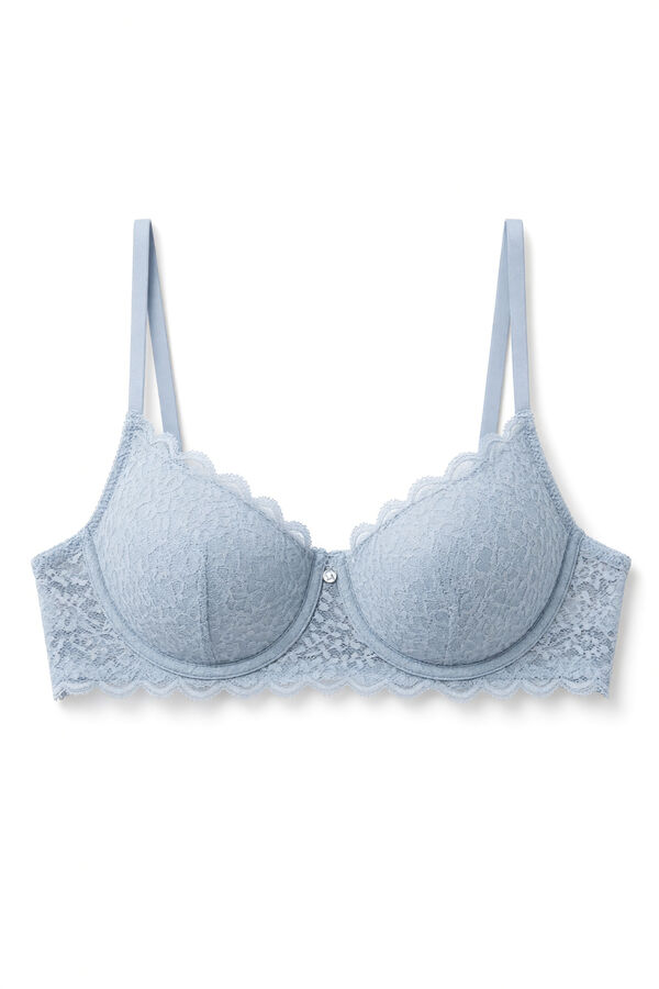 Women'secret Blue lace padded balconette bra BEAUTIFUL blue