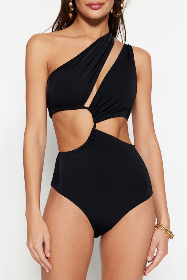 Trendyol Ba&ntilde;ador trikini asim&eacute;trico cut-out negro