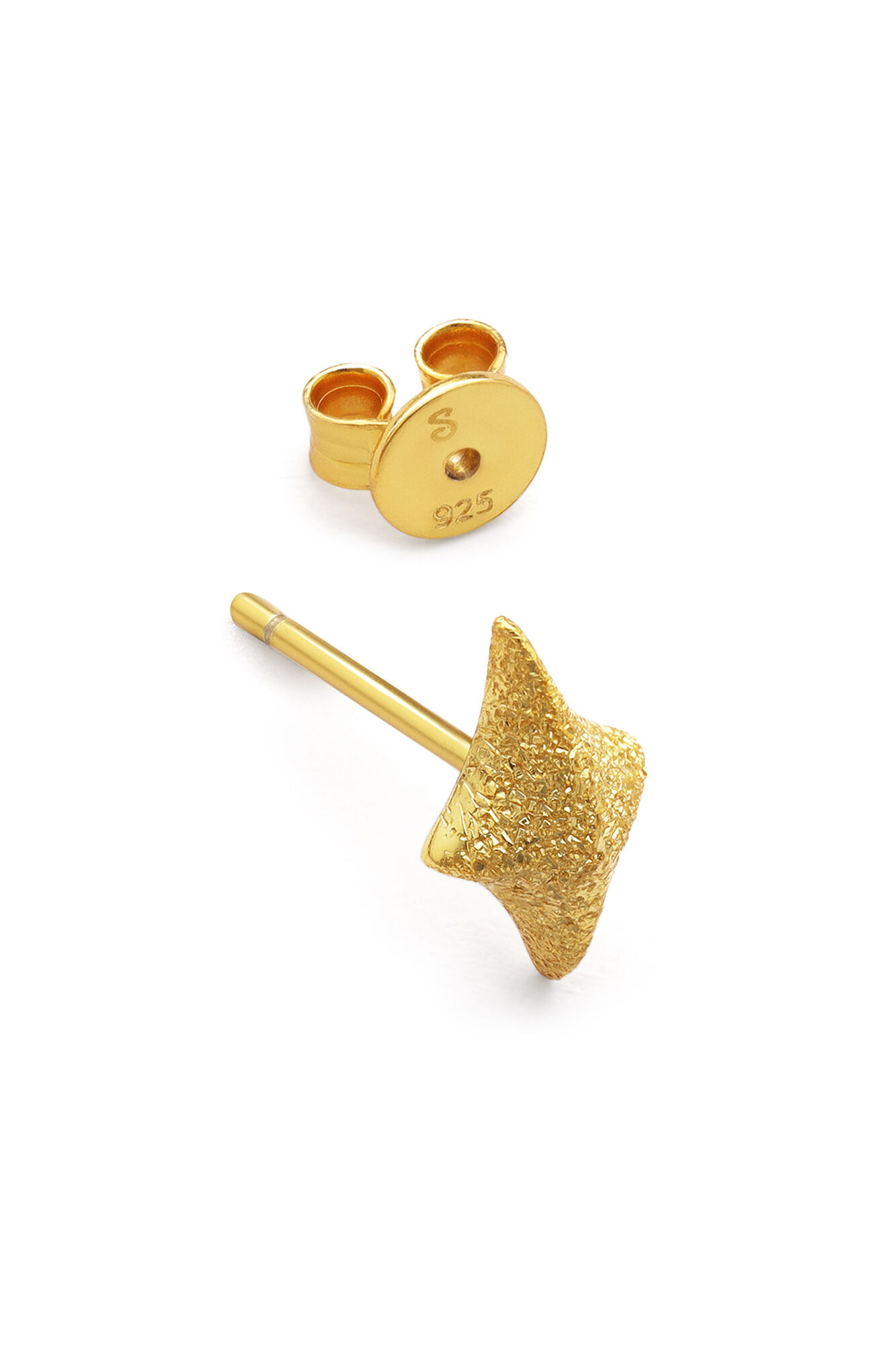 Singularu Pendiente Suelto Organic Star Spark Plata Ba&ntilde;o Oro