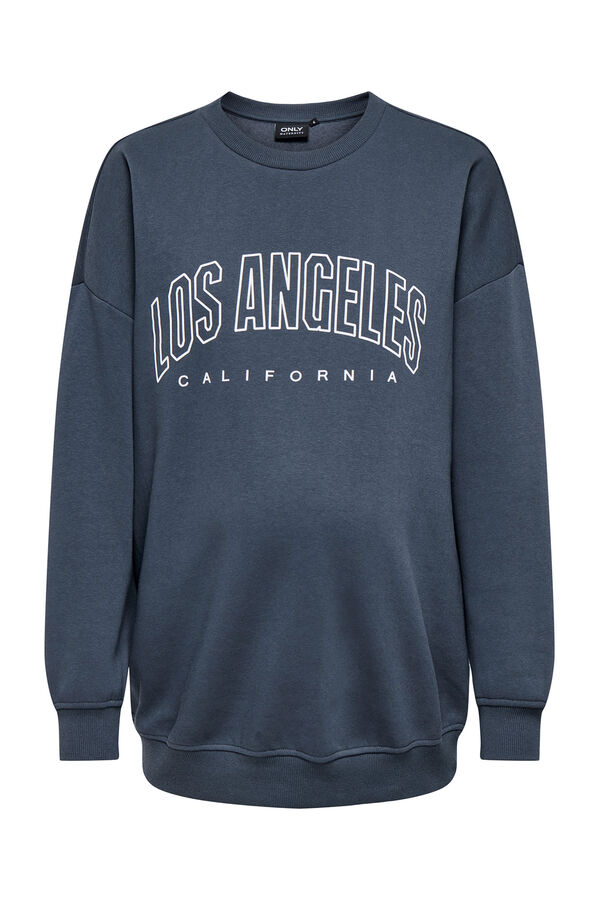 Only Maternity Sudadera maternity detalle texto frontal azul