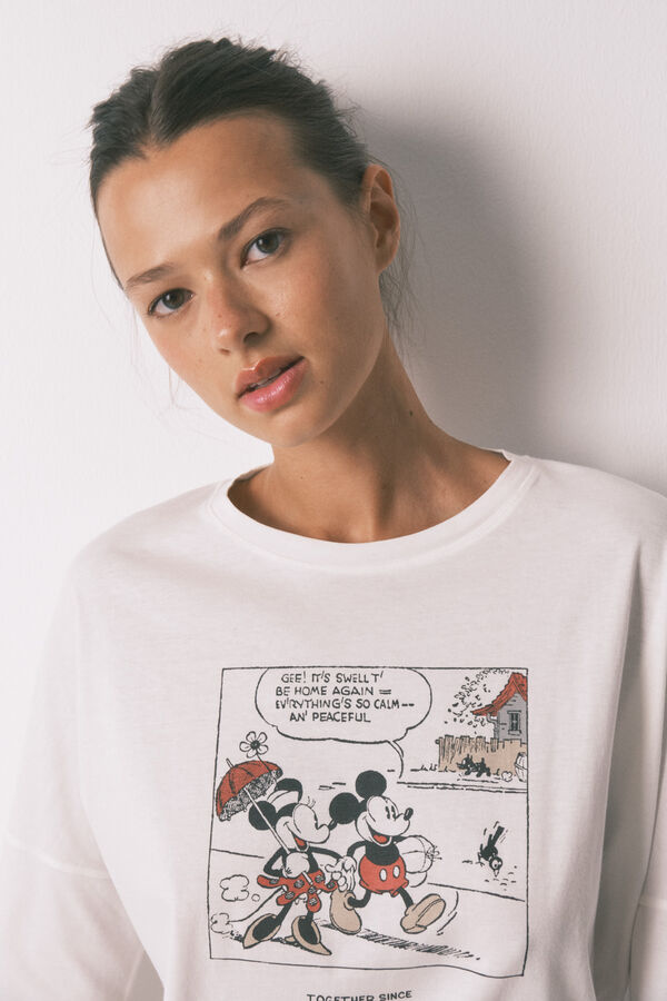 Women'secret 100% cotton white Mickey Mouse long pyjamas printed