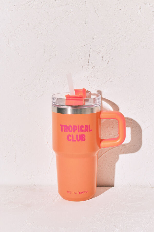 Women'secret Bouteille en acier inoxydable anse orange rouge