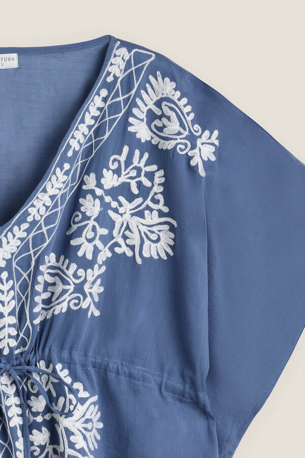 Womensecret Túnica algodão detalhe bordado azul