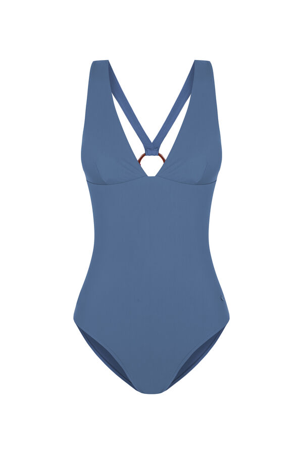 Womensecret Blauer, formender Badeanzug mit Rückenwascher Blau
