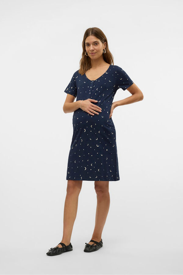 Mamalicious Camisa de dormir de maternity e amamenta&ccedil;&atilde;o  azul