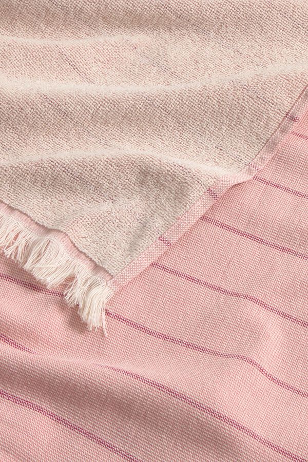 Textura Doppelseitiges Handtuch aus Stoff und Frottee Rosa
