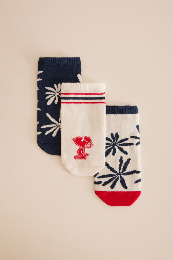 Womensecret Pack of 3 short Snoopy socks printed