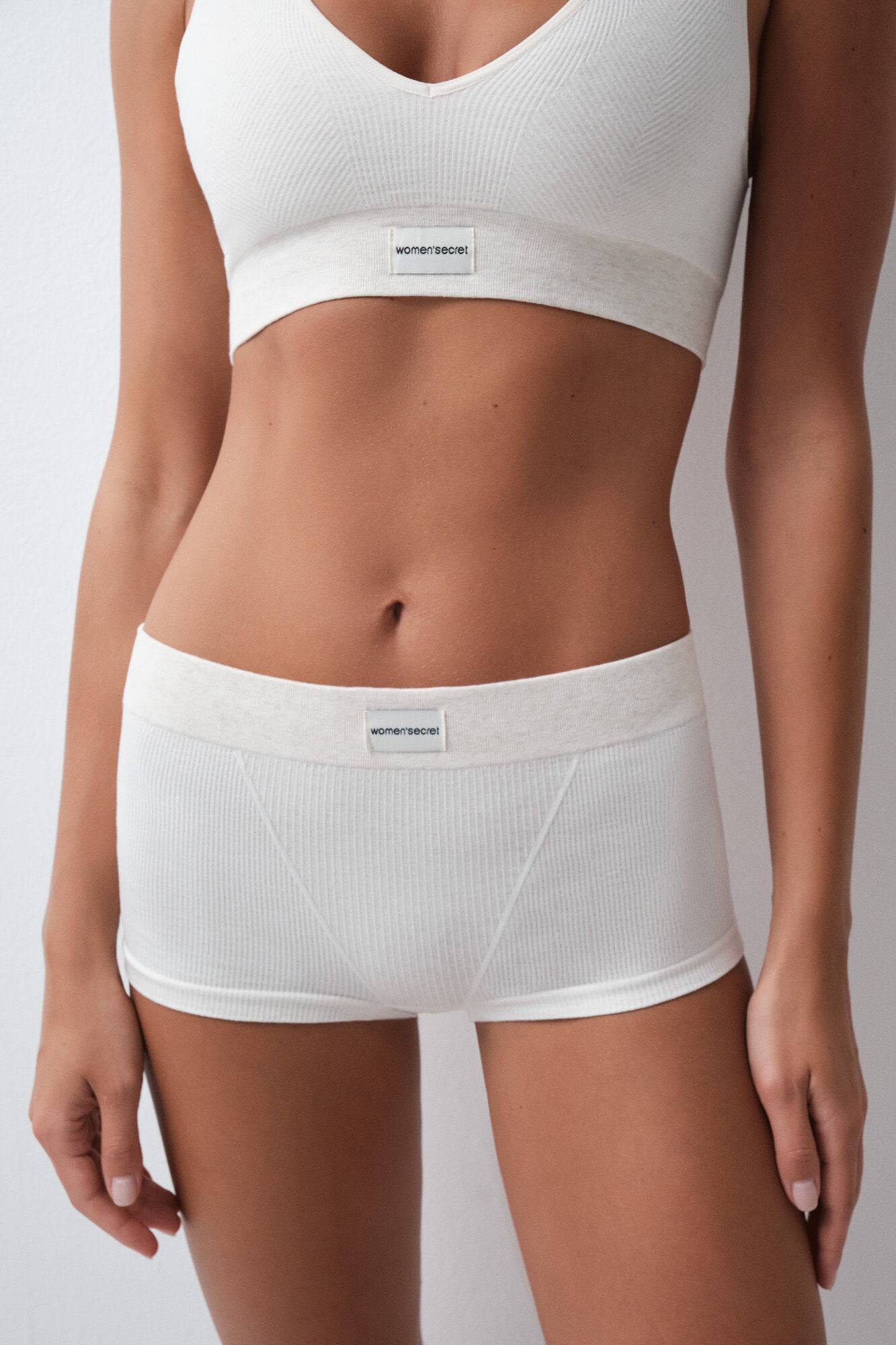Women'secret Beige seamless ribbed boxers