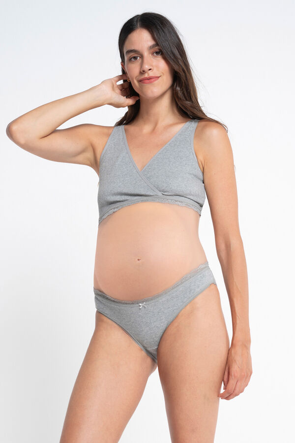 Ohma! Sutiã de amamentação cruzado com nervuras cinzento