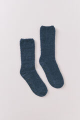 Women'secret Long blue lurex fur socks blue