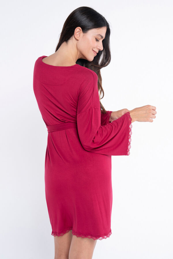 Ohma! Bata Premam&aacute; Con Encaje A Tono burdeos