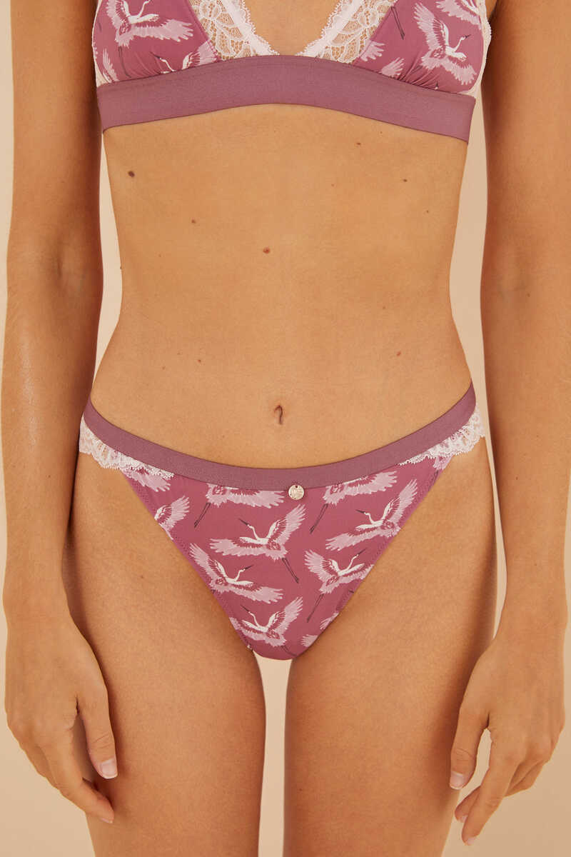 Womensecret Maroon heron Brazilian panty printed