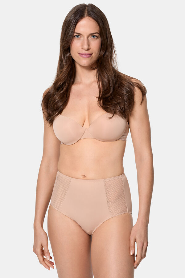 DIM High waisted slimming panty with flat stomach effect Bež