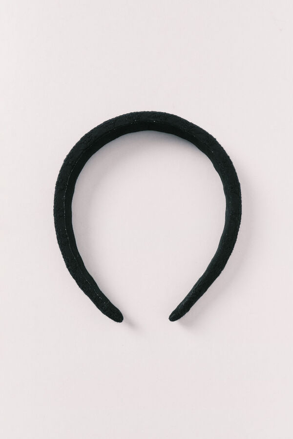 Women'secret Schwarzes haarband mit schweizer stickerei Schwarz