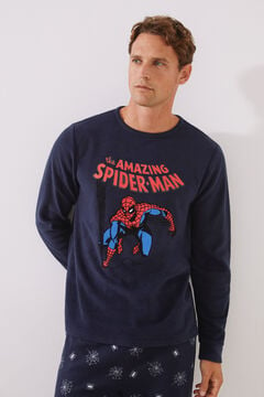 Womensecret Men's long blue Spider-Man fleece pyjamas blue