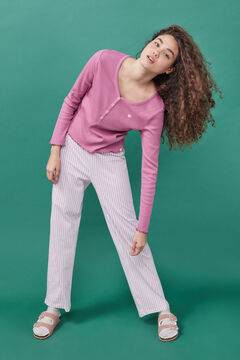 Womensecret Pijama 100% algodón pantalón rayas rosas rosa