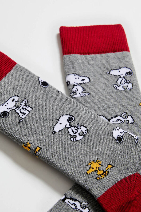 Besocks Calcetines altos Snoopy algod&oacute;n org&aacute;nico gris