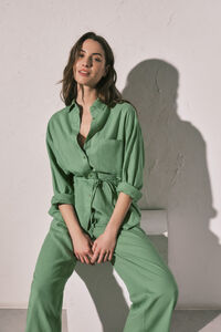 Women'secret Camisa manga larga lino verde