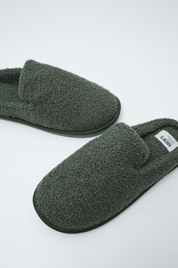 Women'secret Pantoufles en peau de mouton verte vert