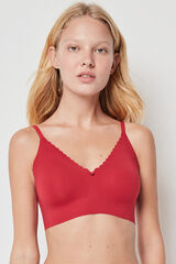 Womensecret Non-wired bra top with removable foam cups rouge
