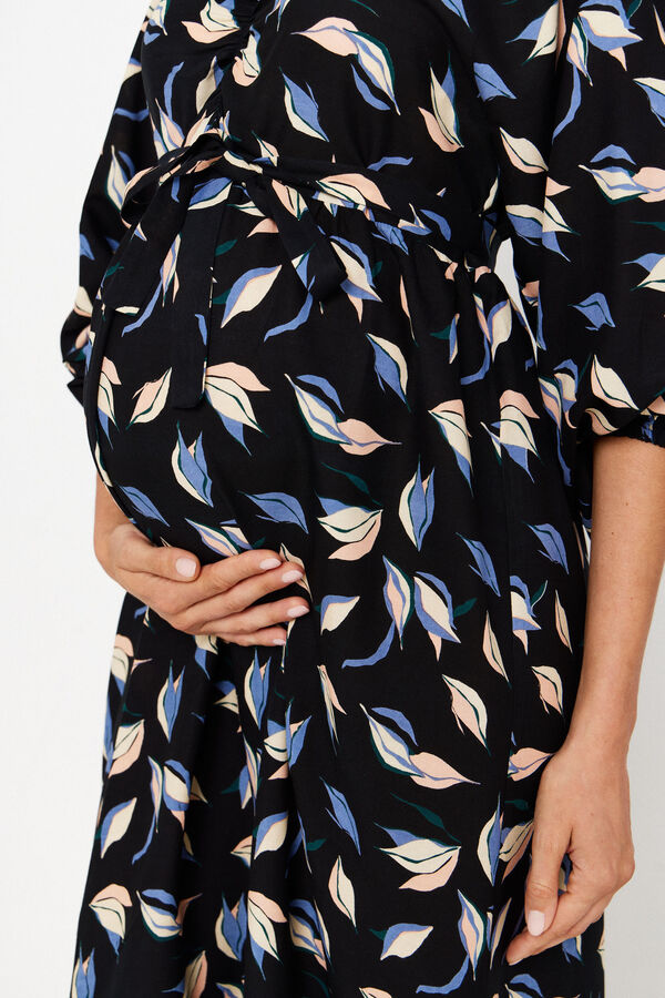 Womensecret Long-sleeved maternity midi dress  Crna
