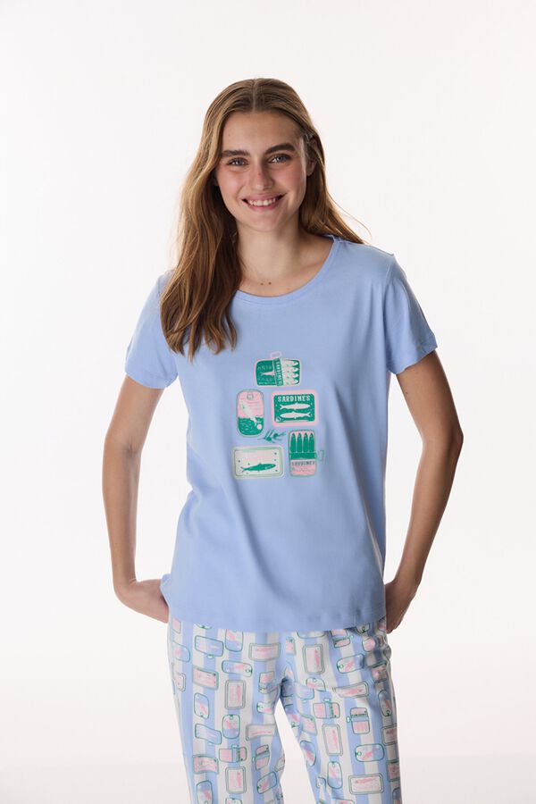 Penti Conjunto de pijama comprido sardinhas azul