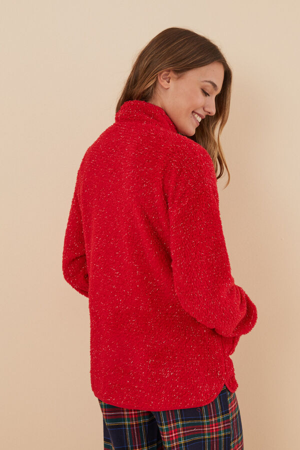 Womensecret Fluffy red lurex jacket red