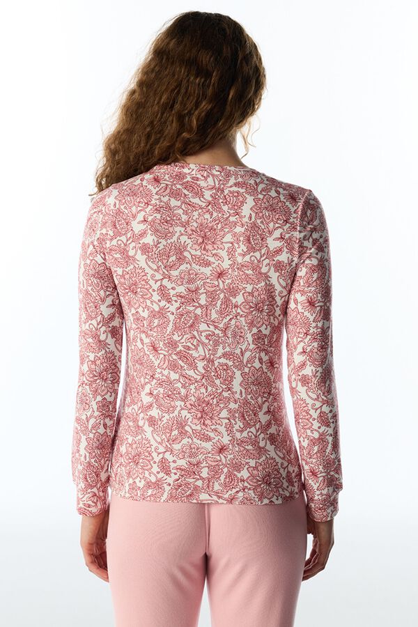 Penti Floral Long Sleeve Pyjama T-Shirt pink