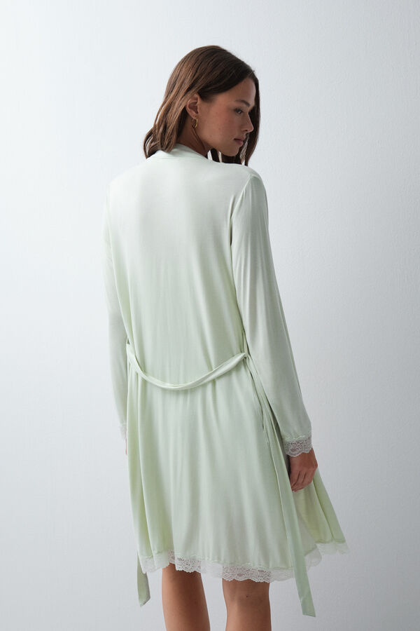 Women'secret Pale mint long robe with belt green
