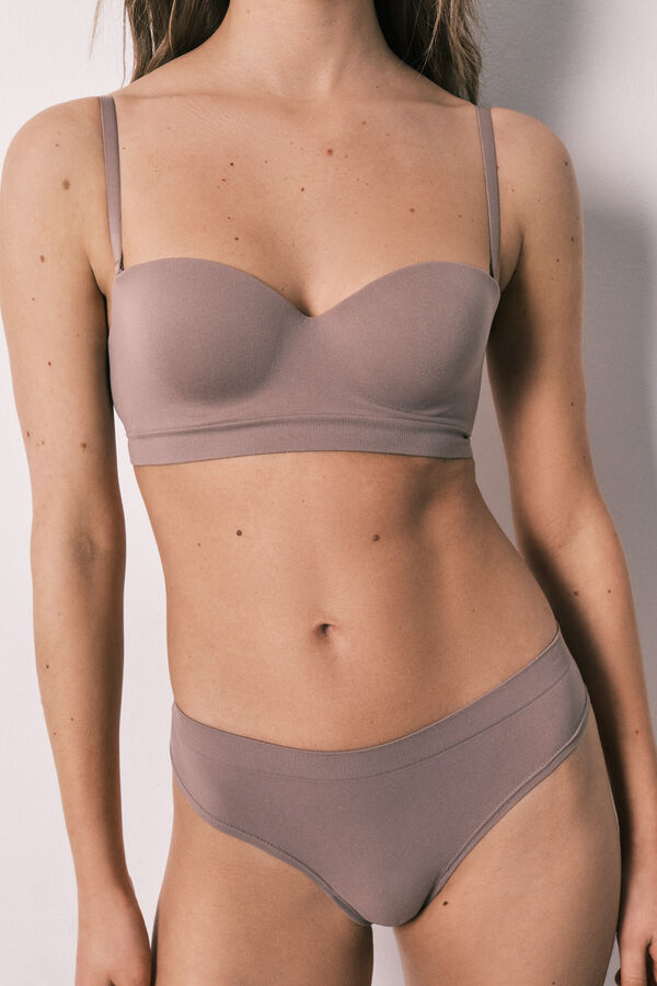 Women'secret Brown seamless Brazilian panty nude