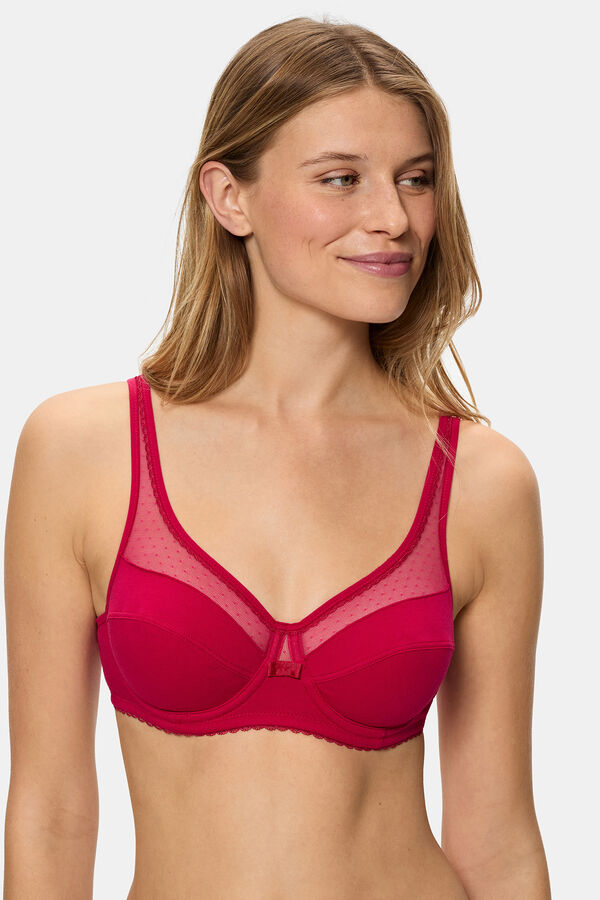 DIM Sujetador de gran capacidad, con aros Generous Algod&oacute;n Org&aacute;nico  rojo