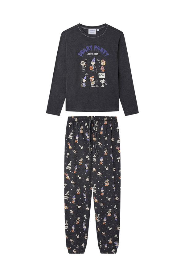 Womensecret Fekete, Snoopy Halloween-mintás pizsama pamutból szürke