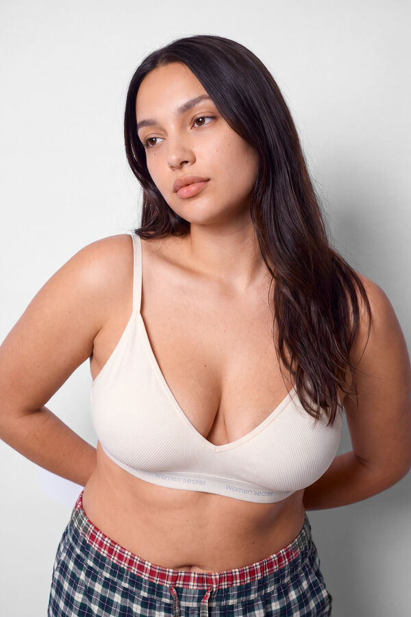 Women'secret White microfibre triangle bra NATURAL beige