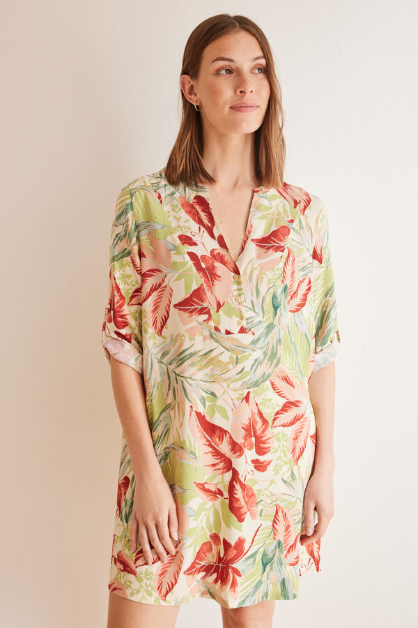 Womensecret Strandhemd mit tropischem Print mit Print