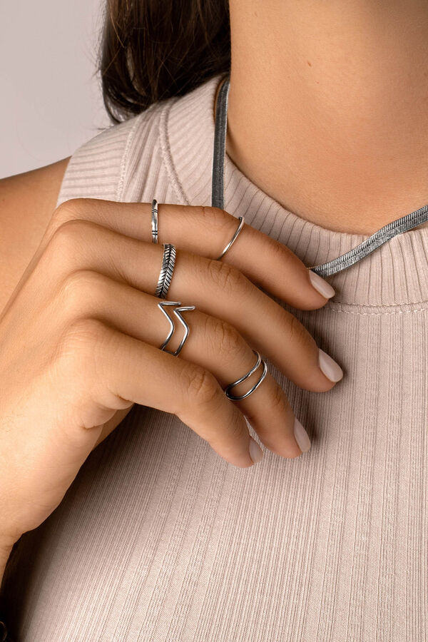 Womensecret Silver Double Peak Ring gris