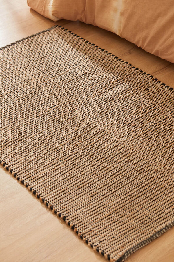 Calma House Alfombra de algod&oacute;n negro y yute West preto