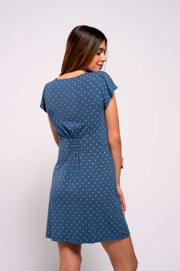 Womensecret Tie style print nursing short-sleeved nightgown kék