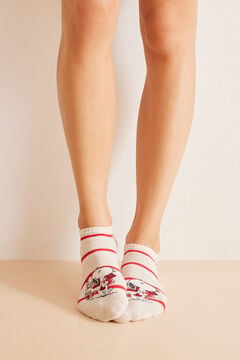 Womensecret Lot 3 paires de chaussettes courtes coton Snoopy "love" imprimé