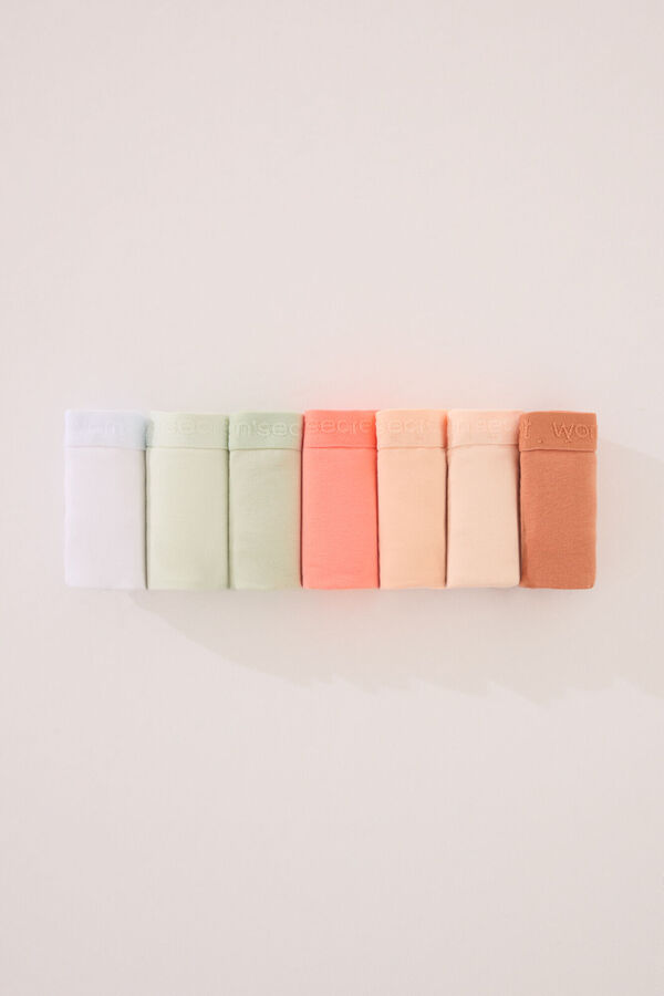 Women'secret Pack of 7 classic cotton panties in bright colors white