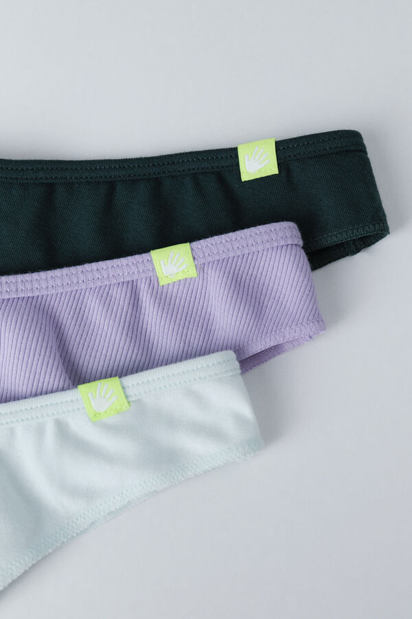 HI&BYE Pack of 3 Brazilian panties in green, lilac, and dark green green