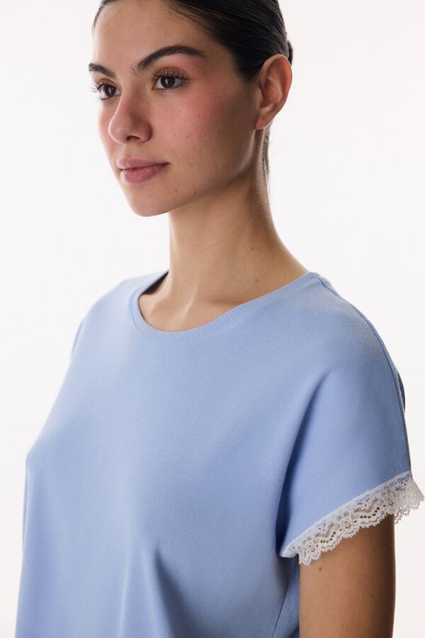 Penti Pijama midi canal&eacute; detalle encaje azul